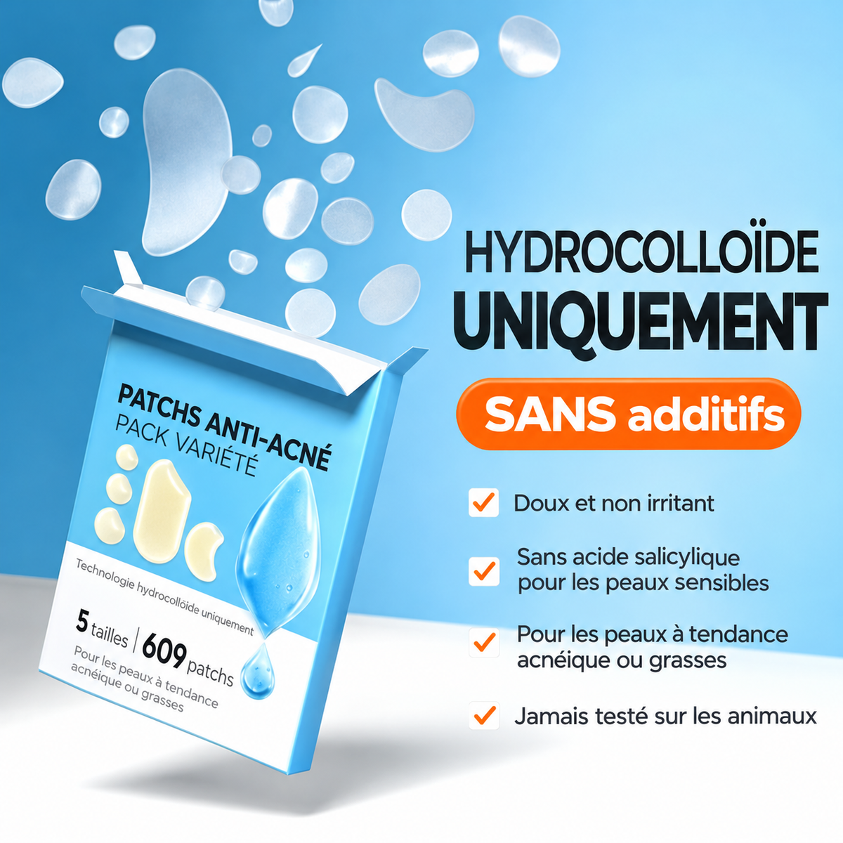 Pack de Patchs Hydrocolloïdes Anti-Boutons – 609 pièces
